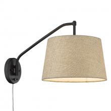  3694-A1W BLK-NS - Ryleigh Articulating Wall Sconce in Matte Black with Natural Sisal Shade